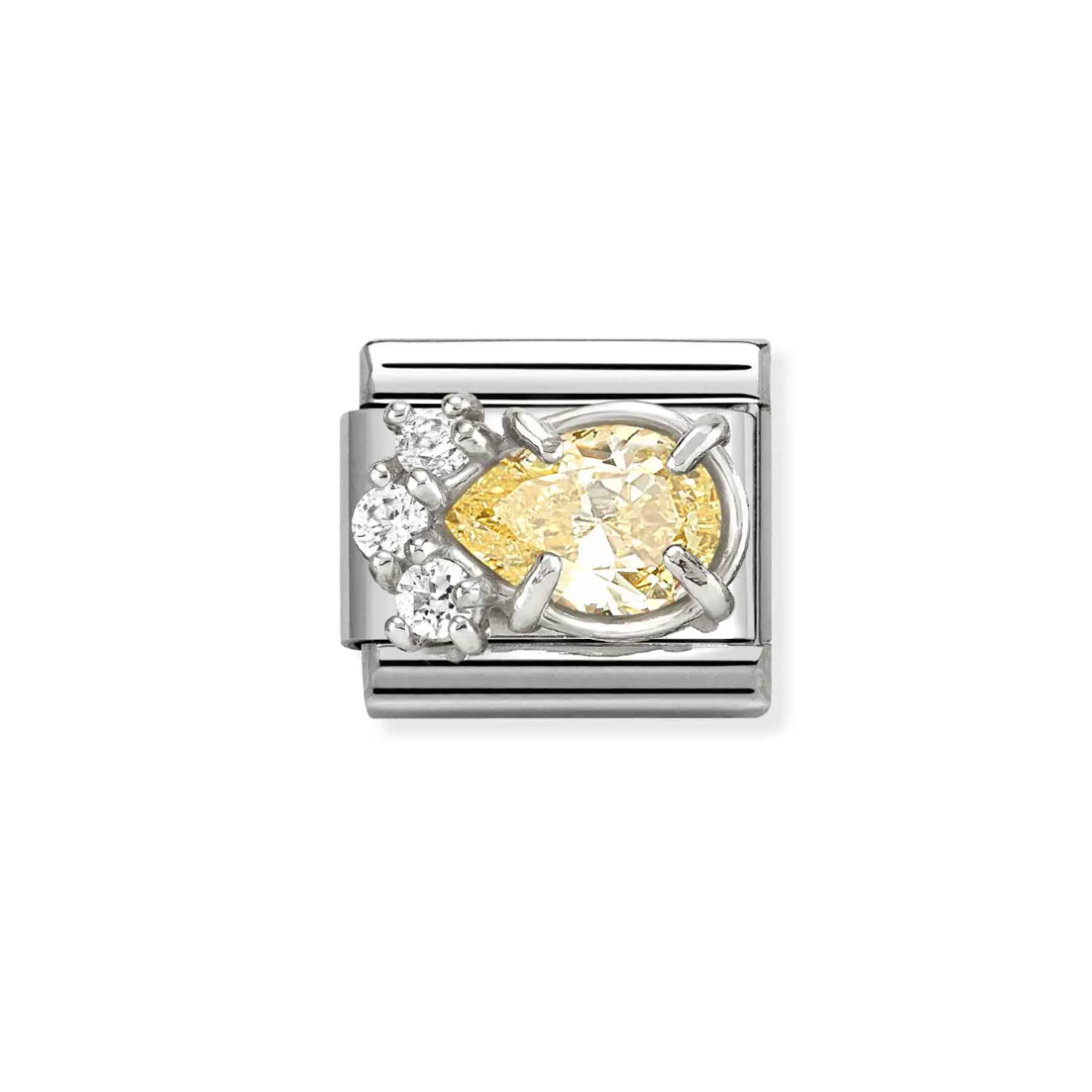 STEEL WHITE-YELLOW DROP CUBIC ZIRCONIA NOMINATION LINK 330329 07