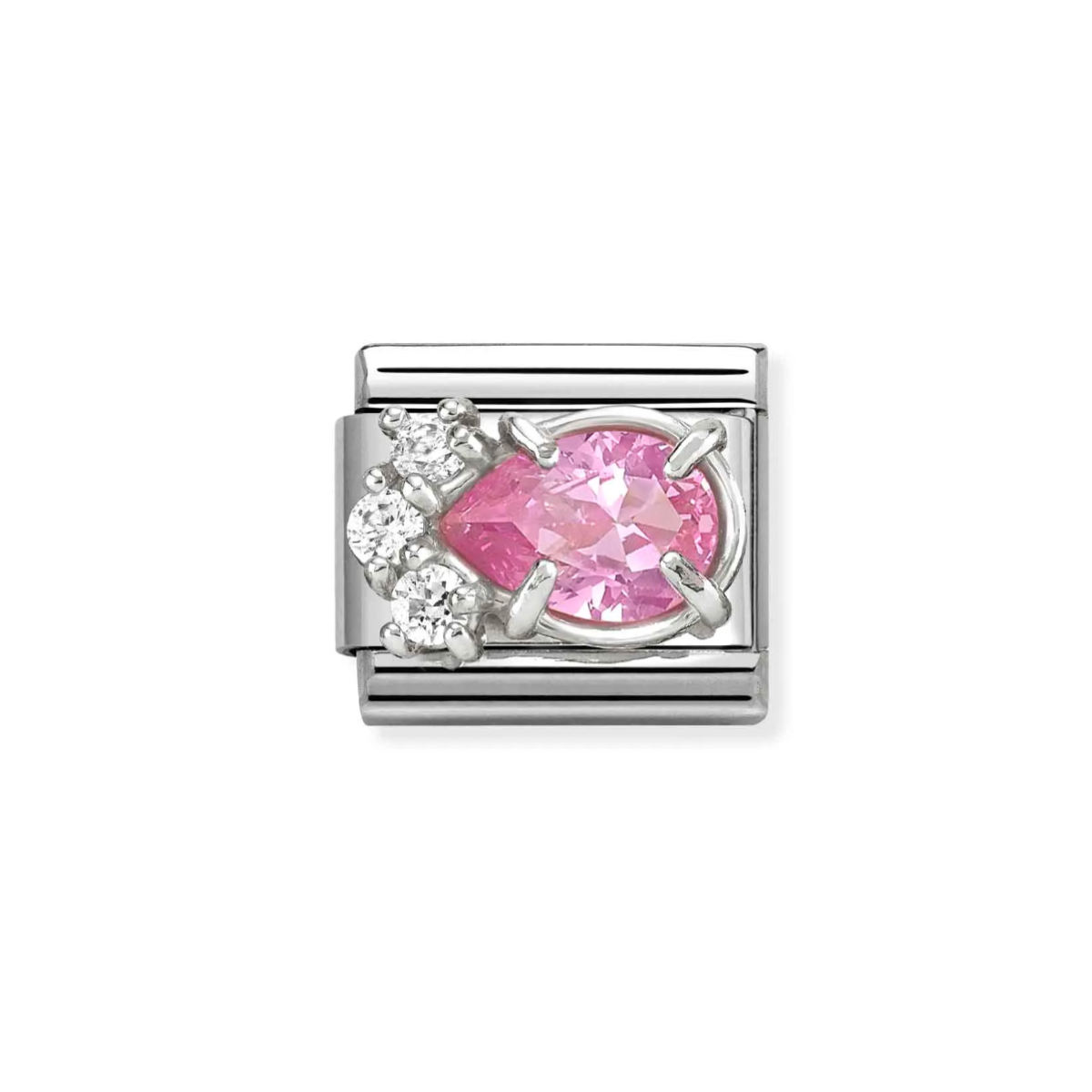 LINK NOMINATION DE ACERO GOTA BLANCA-ROSA CUBIC ZIRCONIA 330329 08