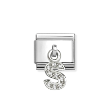 LINK NOMINATION DE ACERO COLGANTE LETRA S CON ZIRCONIAS 331818 19