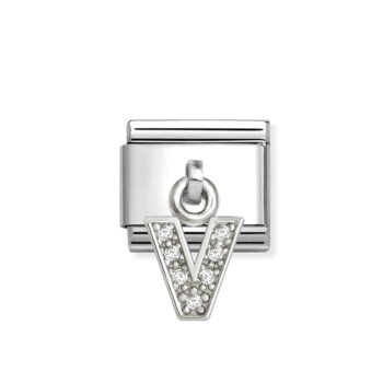  LINK NOMINATION DE ACERO COLGANTE LETRA V CON ZIRCONIAS 331818 22