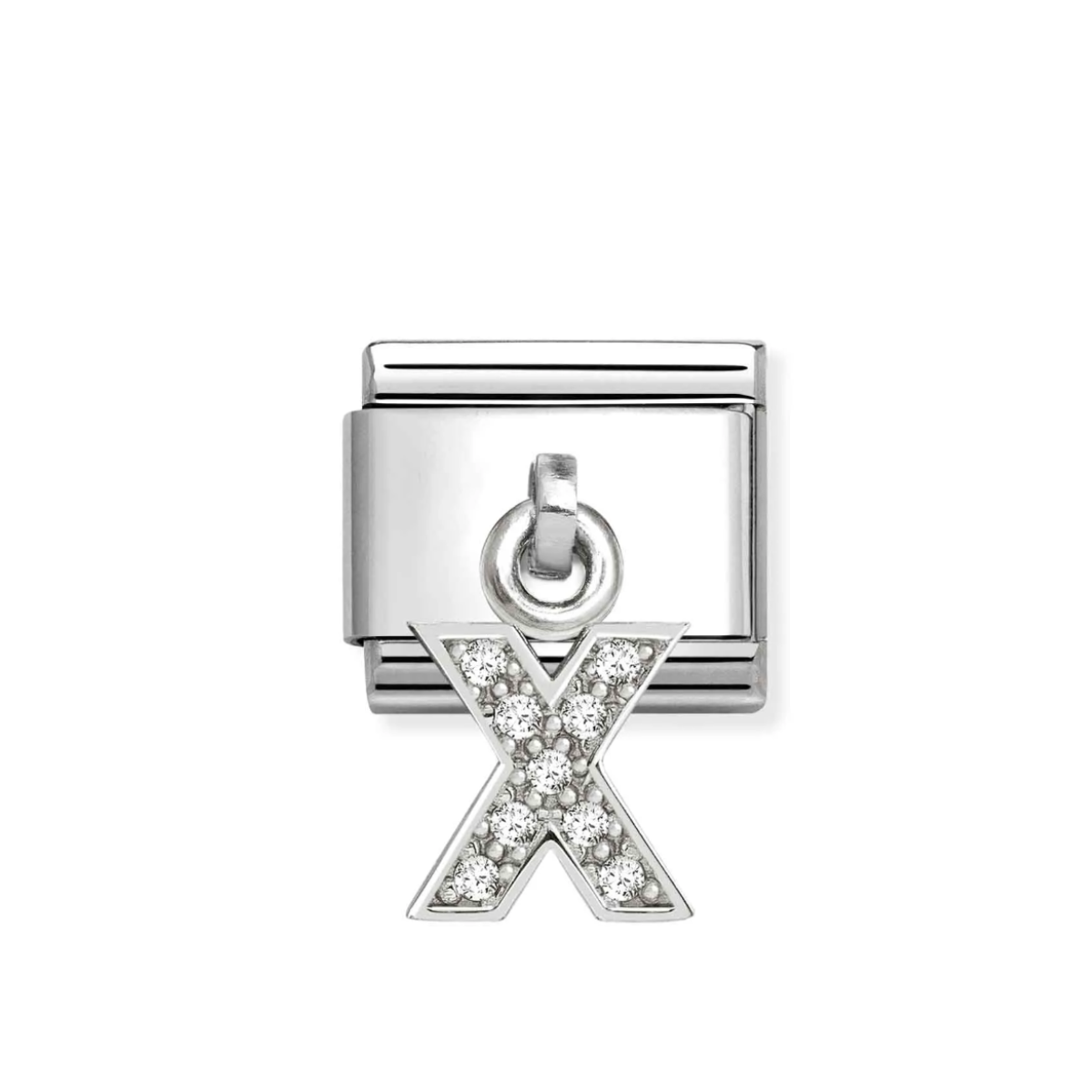 LINK NOMINATION DE ACERO COLGANTE LETRA X CON ZIRCONIAS 331818 24