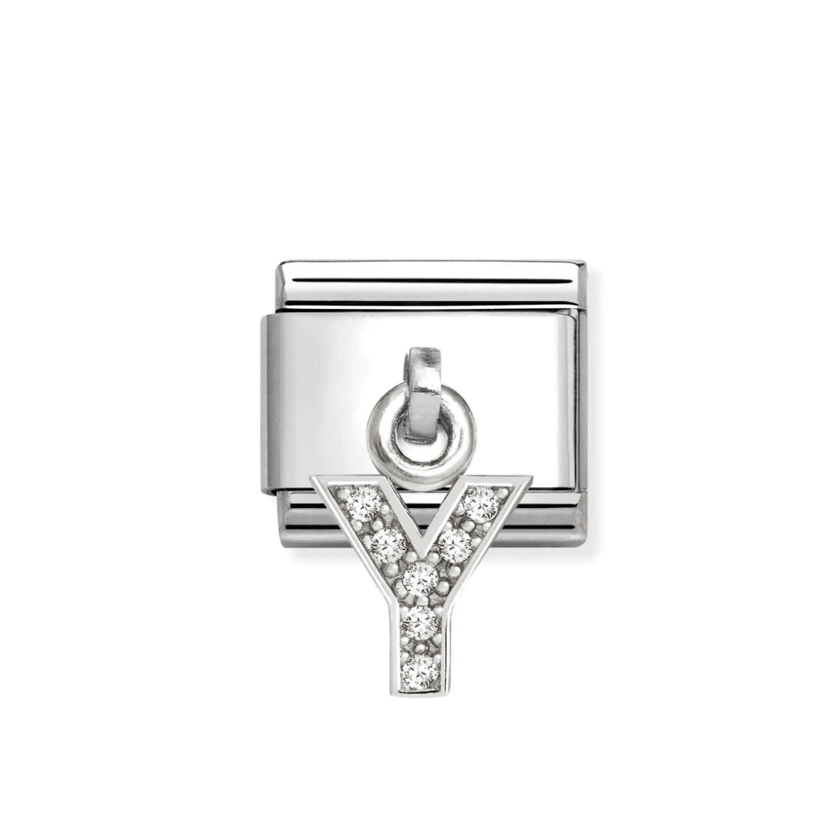 LINK NOMINATION DE ACERO COLGANTE LETRA Y CON ZIRCONIAS 331818 25