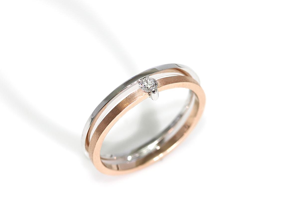 anillo unica oro blanco y rosa con diamante 486844