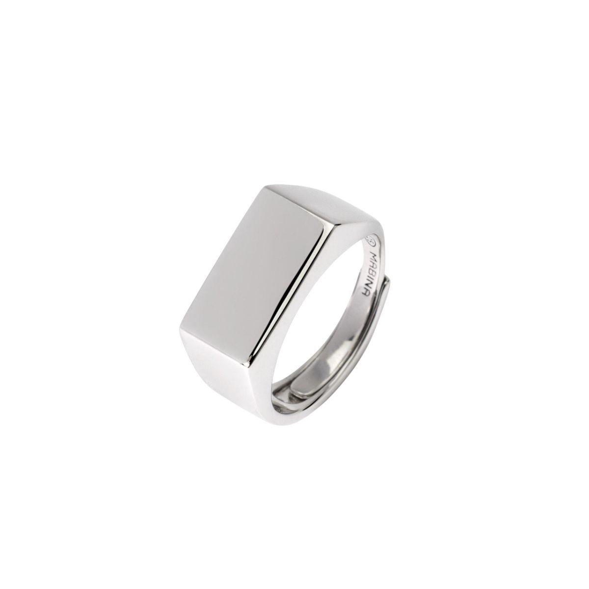 MABINA RING IN RHODIUM-PLATED SILVER,ADJUSTABLE 523445 SIZE 19 TO 27