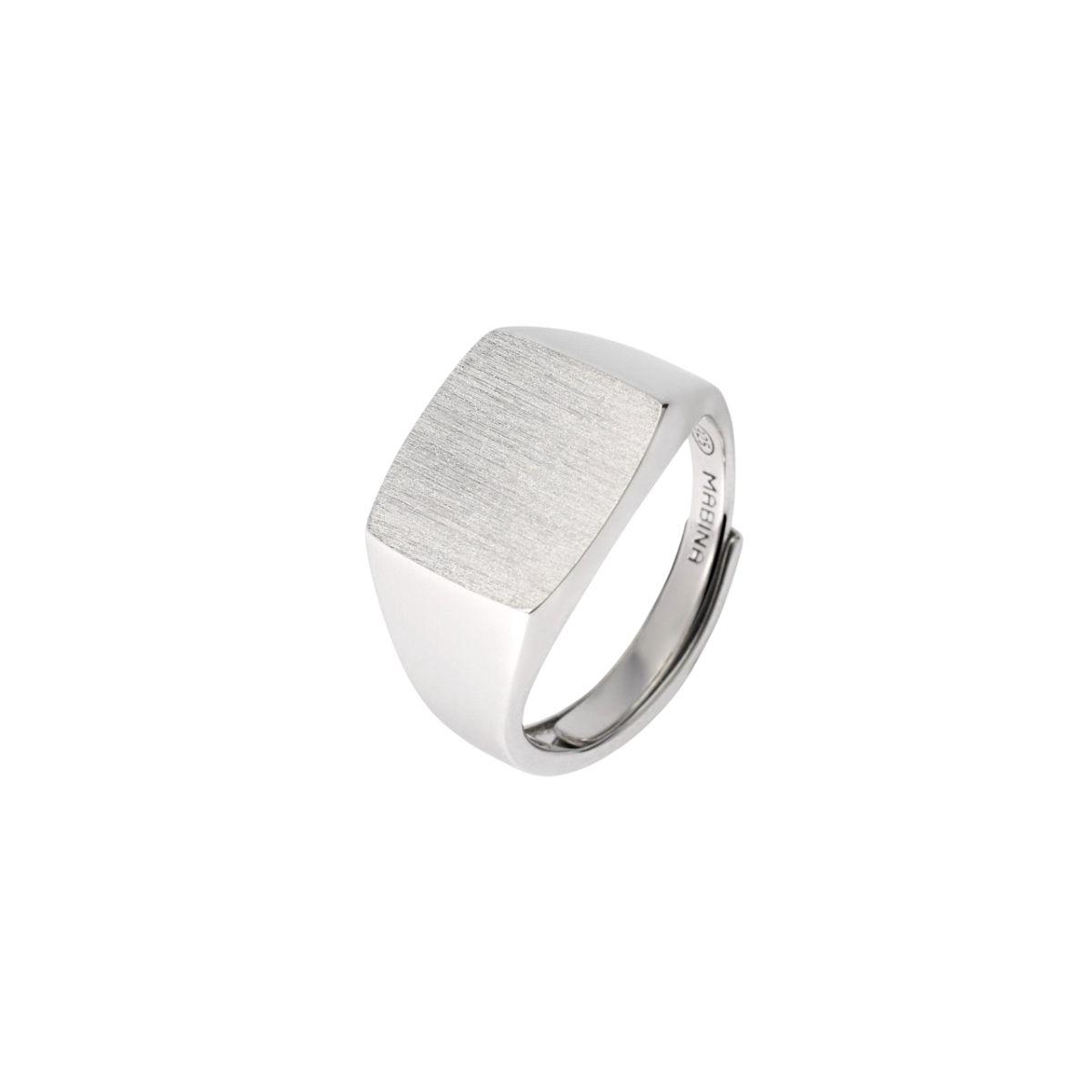 MABINA RING IN RHODIUM-PLATED SILVER,ADJUSTABLE 523446 SIZE 19 TO 27