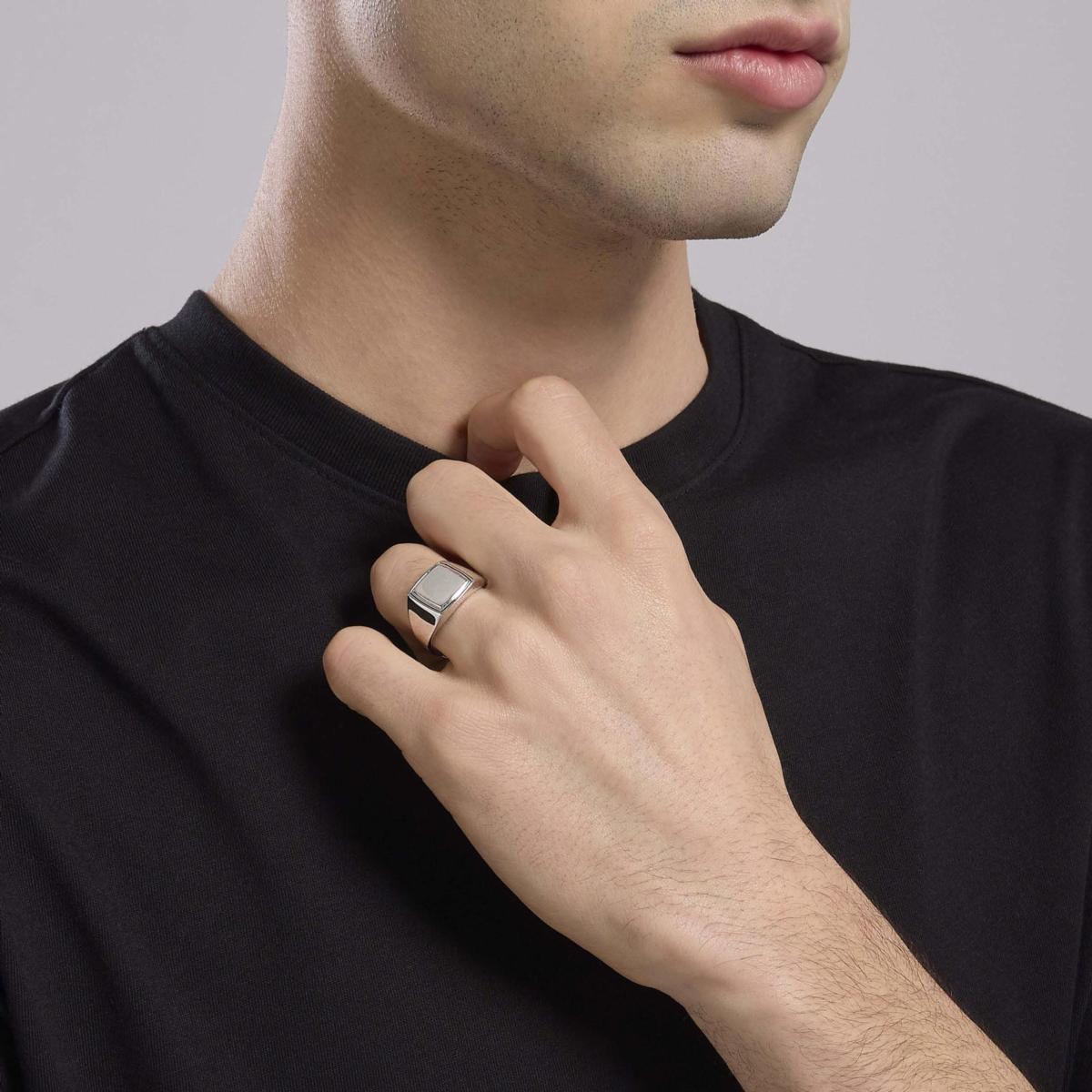 MABINA RING IN RHODIUM-PLATED SILVER,ADJUSTABLE 523447 SIZE 19 TO 27