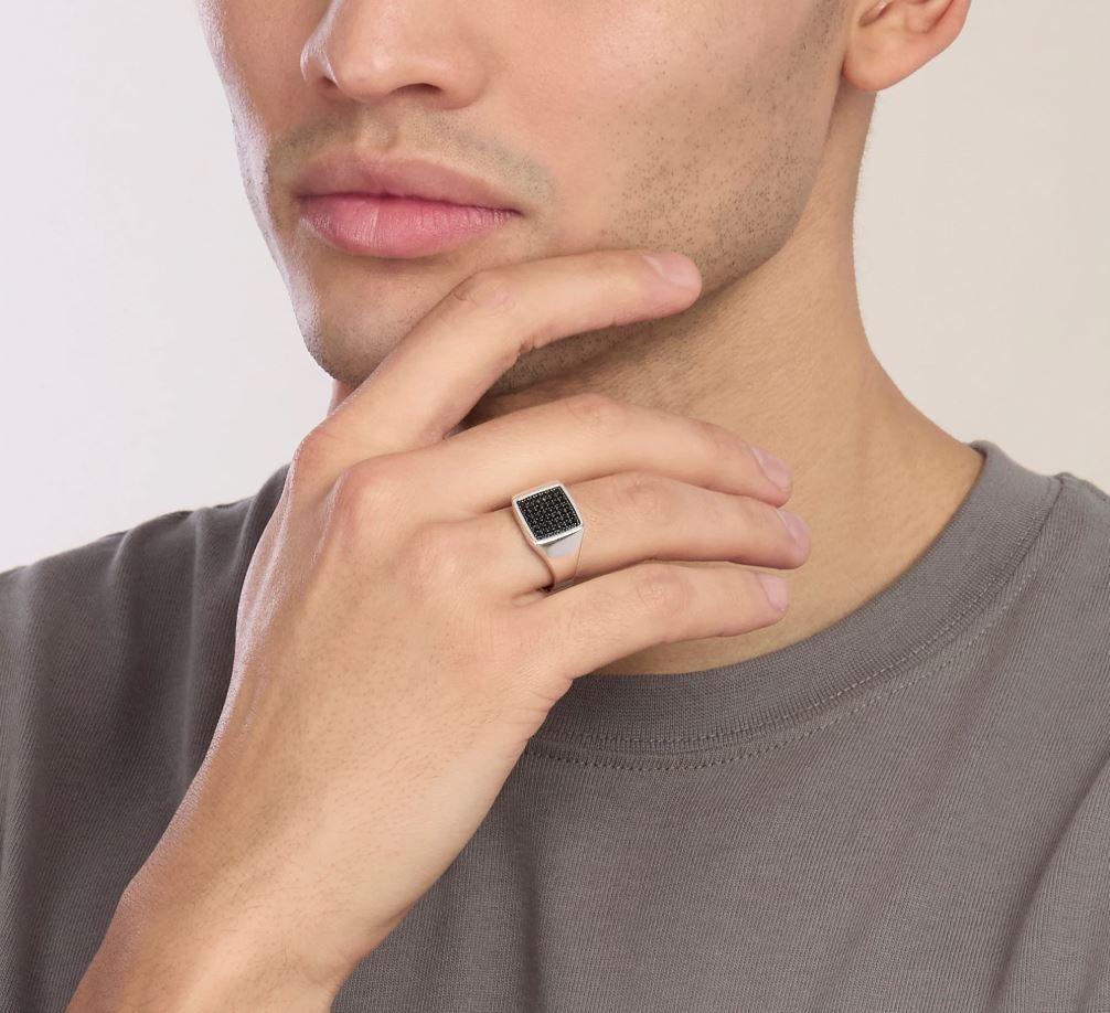 ANILLO MABINA AJUSTABLE DE PLATA Y CIRCONITAS NEGRAS 523506