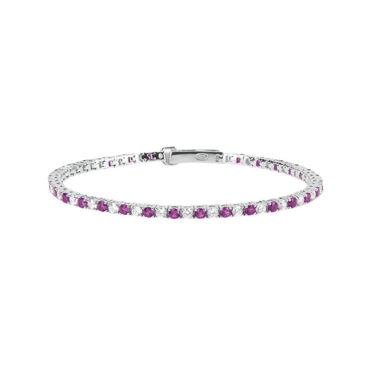 MABINA BRACELET IN SILVER, ZIRCONIA AND SYNTHETIC RUBY 533457-M