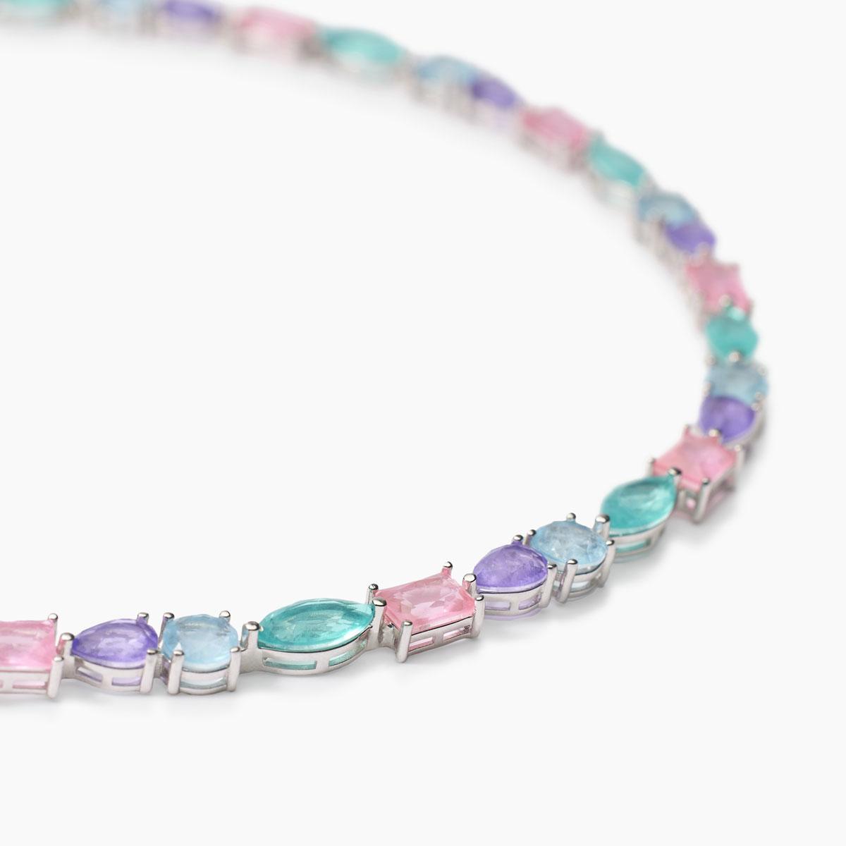 COLLAR MABINA PLATA Y CRISTALLS MULTICOLOR 553717