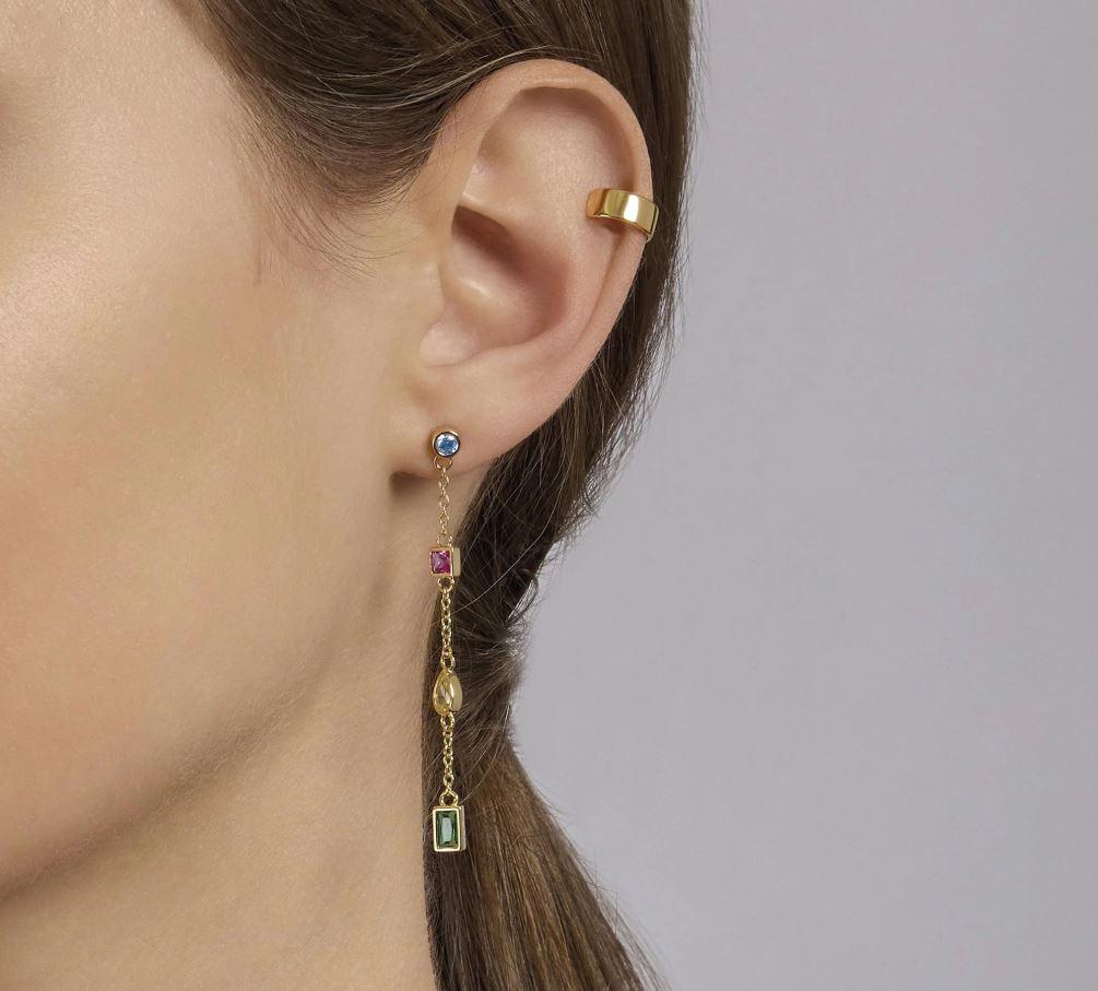 NEW - ARRACADES MABINA DE PLATA XAPADA EN OR I ZIRCONIA BLANCA 563395