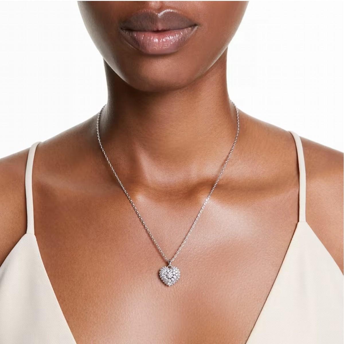 SWAROVSKI SILVER-PLATED HYPERBOLA HEART PENDANT 5684386