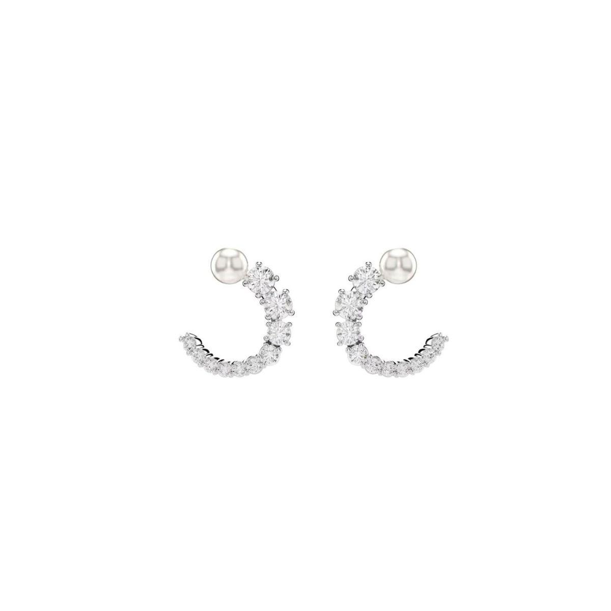 SWAROVSKI MATRIX HOOP EARRINGS SILVER.