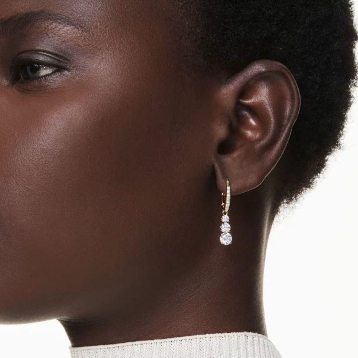 SWAROVSKI STILLA ATTRACT HOOP EARRINGS GOLD TONE PLATED 5723300