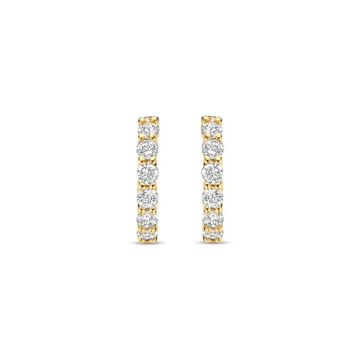 PENDIENTES TI SENTO PLATA BAÑADA EN ORO 18KT Y CIRCONITAS 7956ZY 11mm