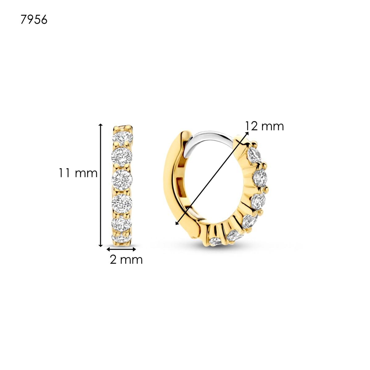 PENDIENTES TI SENTO PLATA BAÑADA EN ORO 18KT Y CIRCONITAS 7956ZY 11mm