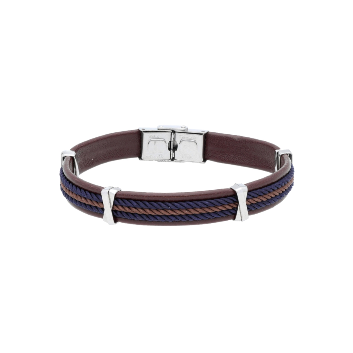 PULSERA LISKA DE ACERO Y PIEL MARRÓN 84BA1575