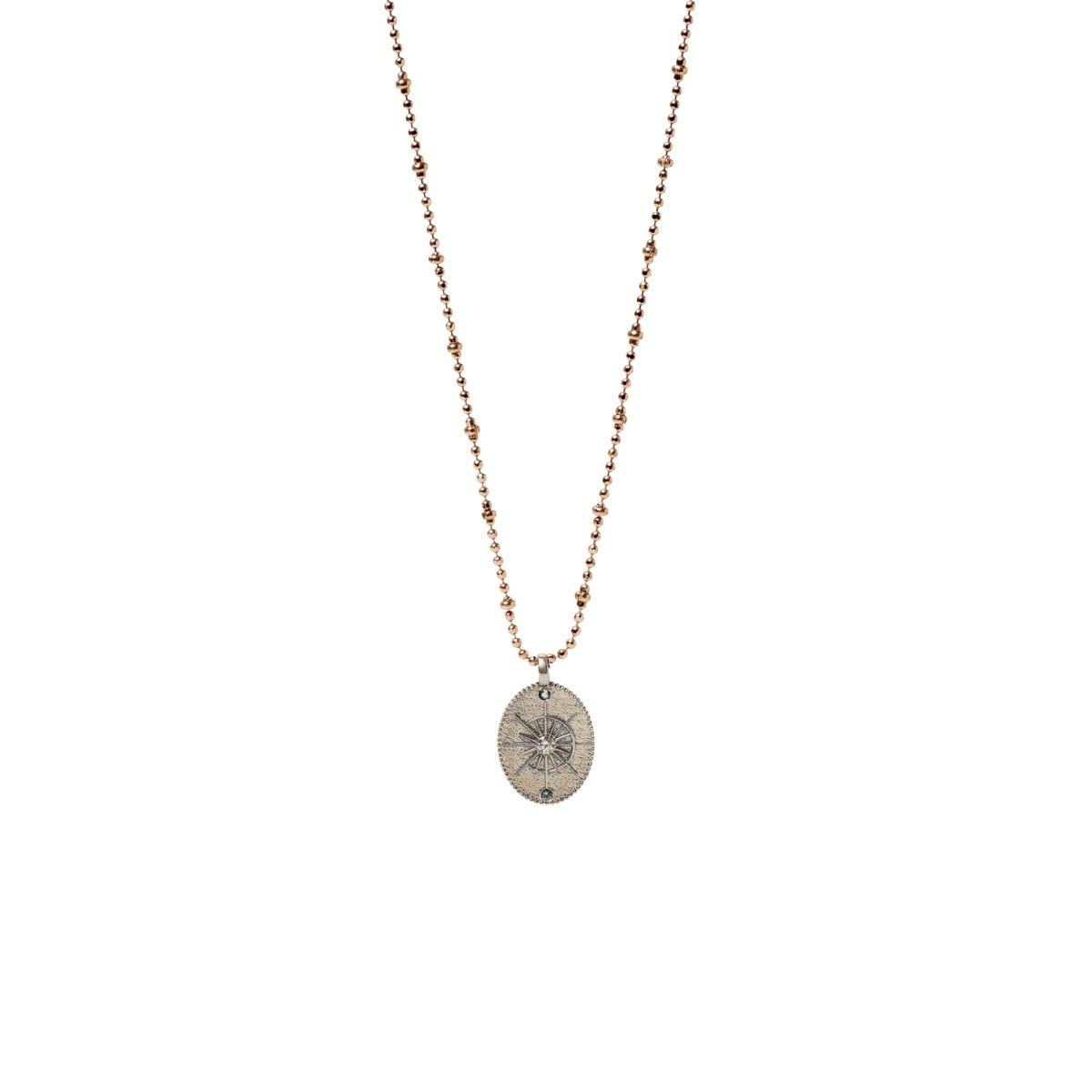 Sunfield Celia Moon pendant in silver and zircons.