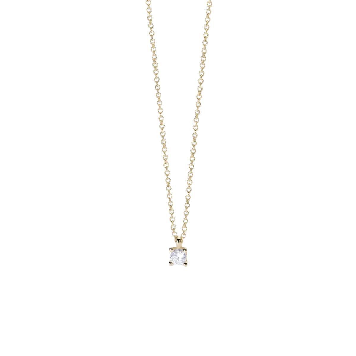 Gargantilla de plata chapada en oro de 18 quilates para mujer con cadena y colgante de circonita blanca.
