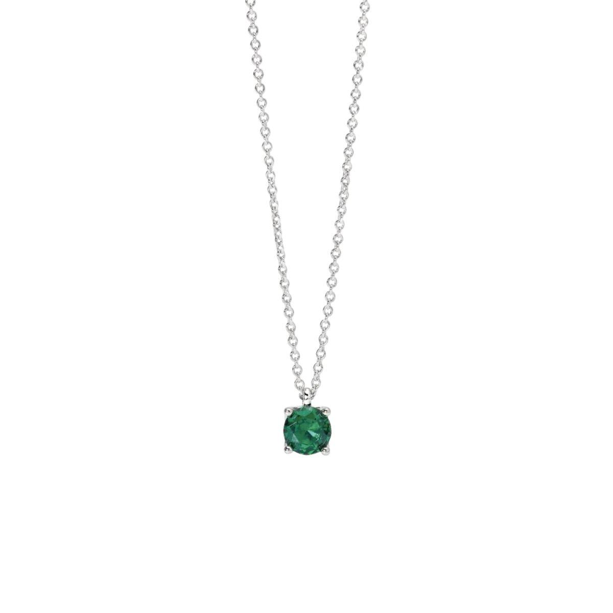 Mabina silver pendant with a 5.5mm synthetic emerald stone.