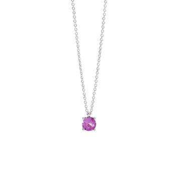 Mabina silver pendant with a 5.5 mm synthetic pink tourmaline stone.