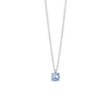 Mabina silver pendant with a 5.5mm synthetic aquamarine stone.