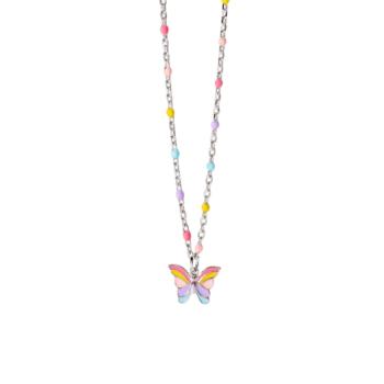 COLGANTE MABINA JUNIOR DE PLATA RODIADA CON MARIPOSA ESMALTADA MULTICOLOR 553720