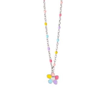 COLGANTE MABINA JUNIOR DE PLATA RODIADA CON FLOR ESMALTADA MULTICOLOR 553728