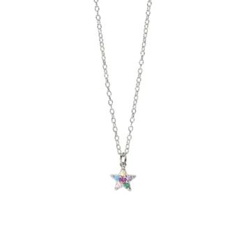 COLGANTE MABINA JUNIOR DE PLATA RODIADA CON ESTRELLA DE CORINDON SINTETICO ROSA Y CIRCONITAS MULTICOLOR 553770