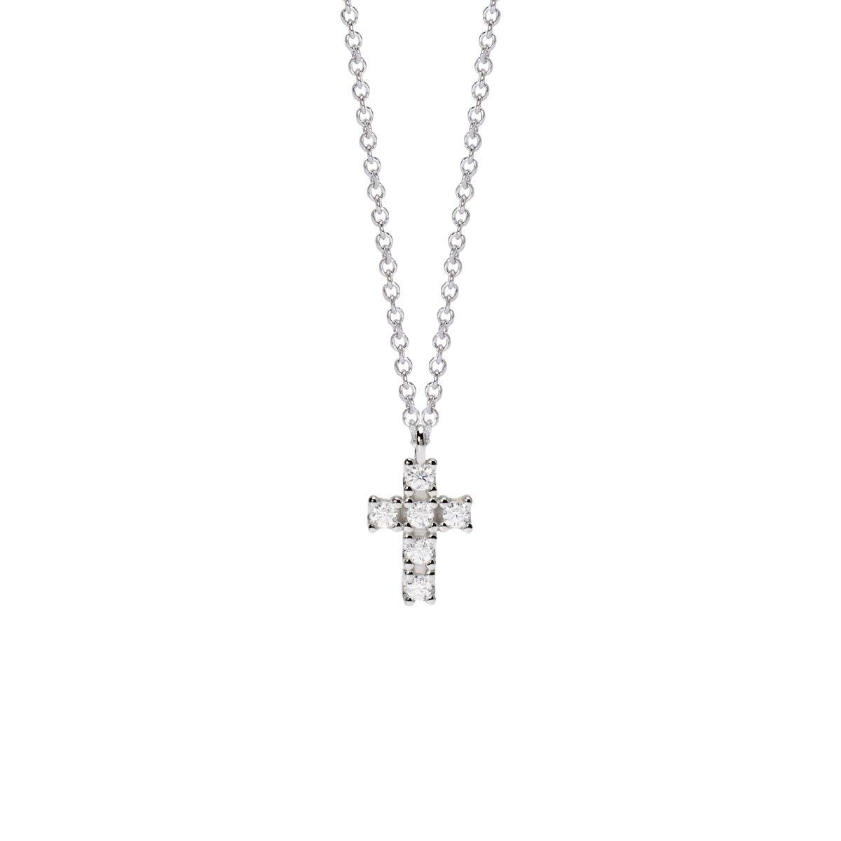 SILVER AND CULTIVATED DIAMONDS MABINA PENDANT TOTAL WEIGHT 0.16CT FVS IN THE SHAPE OF A CROSS 553800