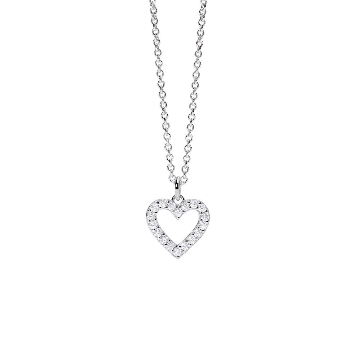 SILVER AND CULTIVATED DIAMONDS PENDANT TOTAL WEIGHT 0.18CT FVS HEART SHAPED 553811