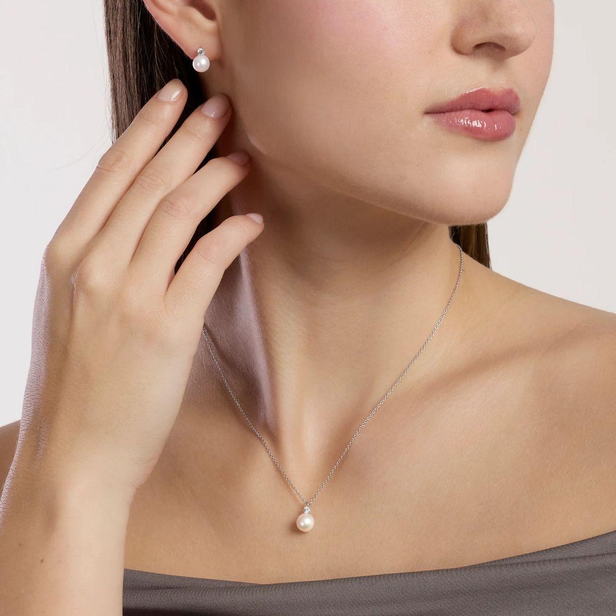 MABINA SILVER PENDANT WITH CULTIVATED PEARL AND LAB-GROWN DIAMOND 0.08 CT F VS 553865