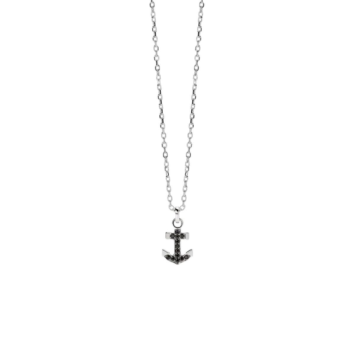 COLGANTE MABINA EN FORMA DE ANCLA DE PLATA Y CIRCONITAS NEGRAS 553872
