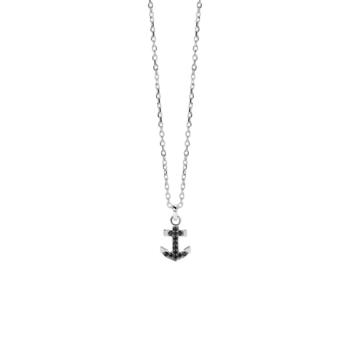 COLGANTE MABINA EN FORMA DE ANCLA DE PLATA Y CIRCONITAS NEGRAS 553872