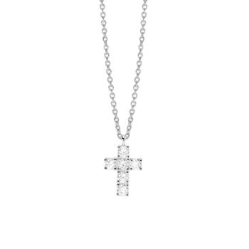 Silver and lab-grown diamond cross-shaped pendant by Mabina Gioielli