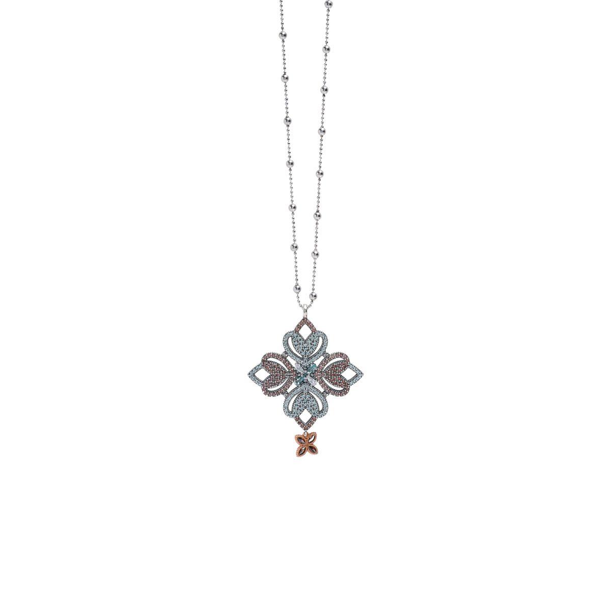 SUNFIELD PENDANT IN OXTED SILVER AND BROWN AND MINT GREEN ZIRCONIAS CL065492