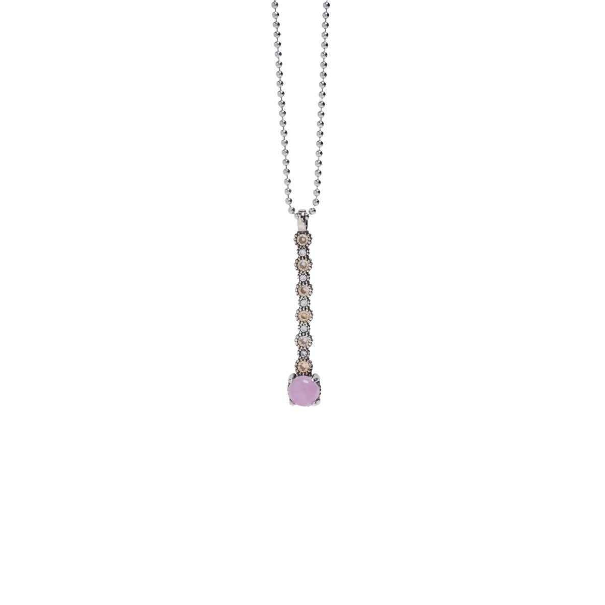 SUNFIELD PENDANT IN OXTED SILVER, ROSE QUARTZ AND CAVA AND GREEN PERIDOT ZIRCONIAS CL065574
