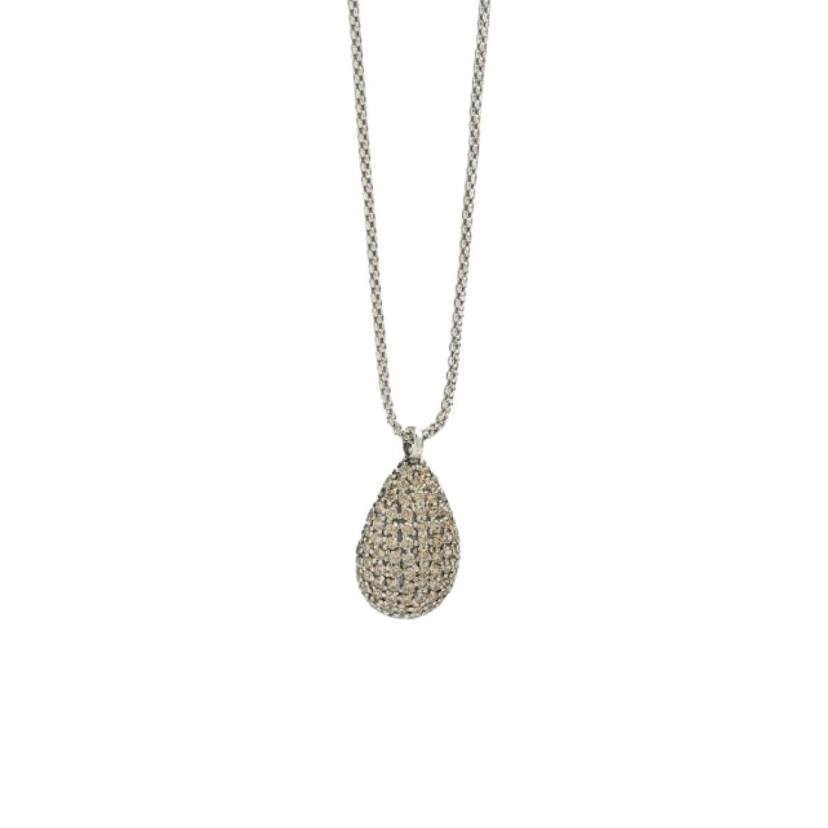 colgante sunfield en forma de gota de plata y circonitas tono cava 