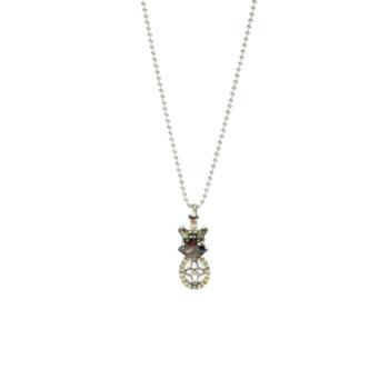 colgante sunfield modelo bessie oval grand de plata y circonitas en tonos verde, cava y marron