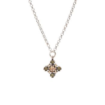 collar sunfield de plata con circonitas en tonos verde peridoto y cava