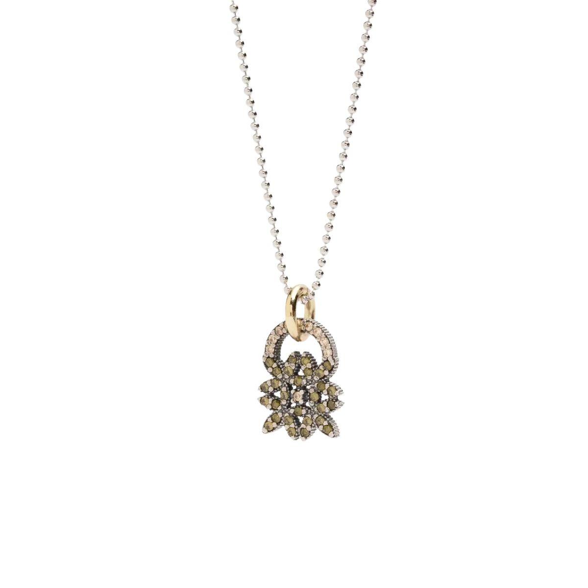 colgante sunfield de plata envejecida y circonitas peridoto y cava