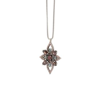 colgante sunfield de plata y piedras tonos marron y verde