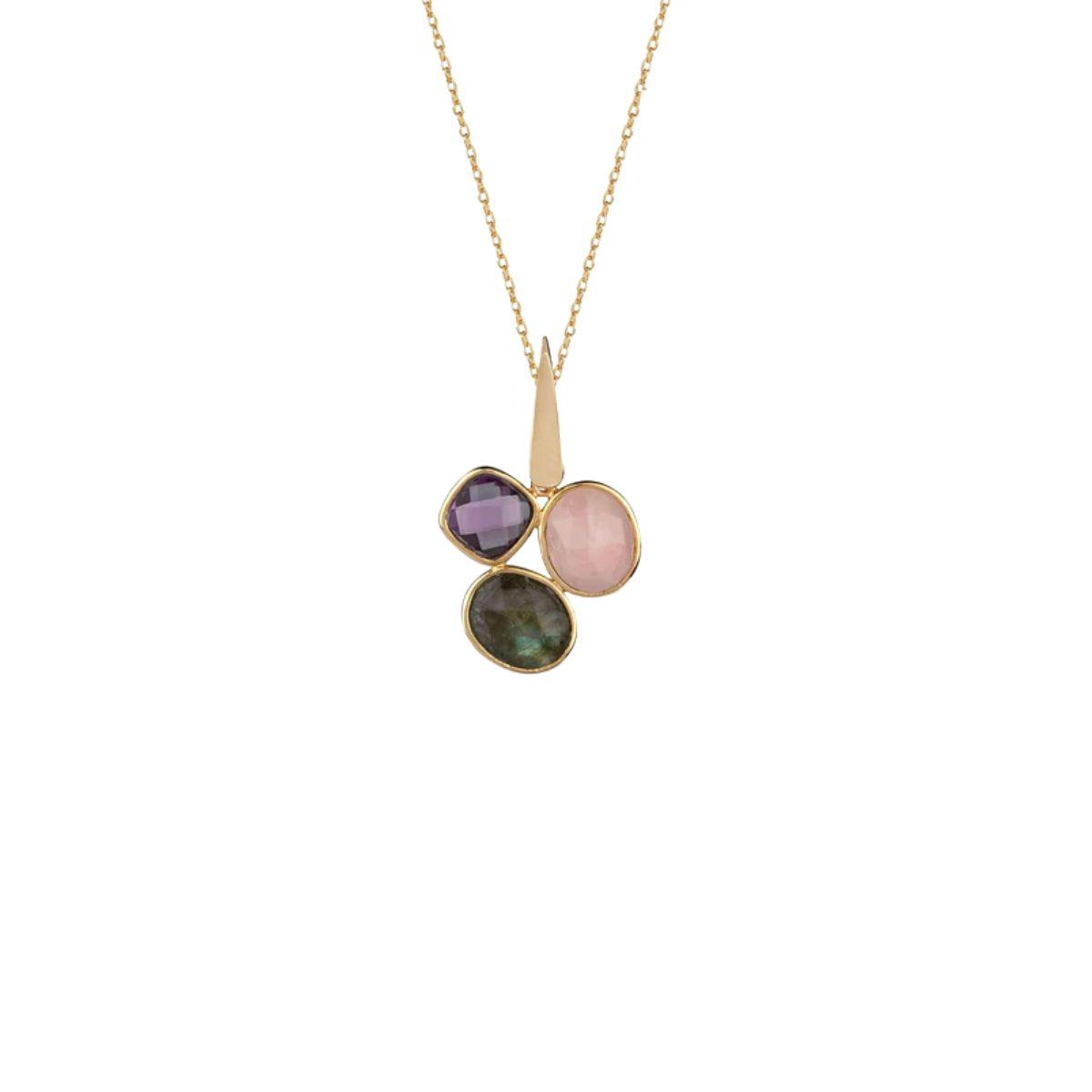 VIDAL & VIDAL PENDANT WITH COLORED STONES GOLD PLATED X4497639A