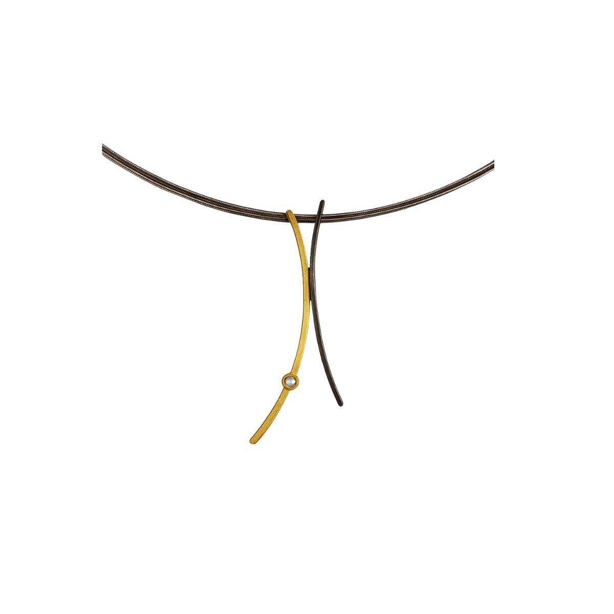 COLGANTE ARIOR BARCELONA DE PLATA ENNEGRECIDA, ORO AMARILLO Y BRILLANTE 3671011