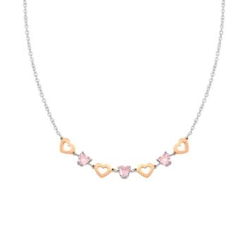 COLLAR NOMINATION PRINCIPESSIAN CORAZON DE ORO Y ACERO CON CIRCONITAS 029601 022 