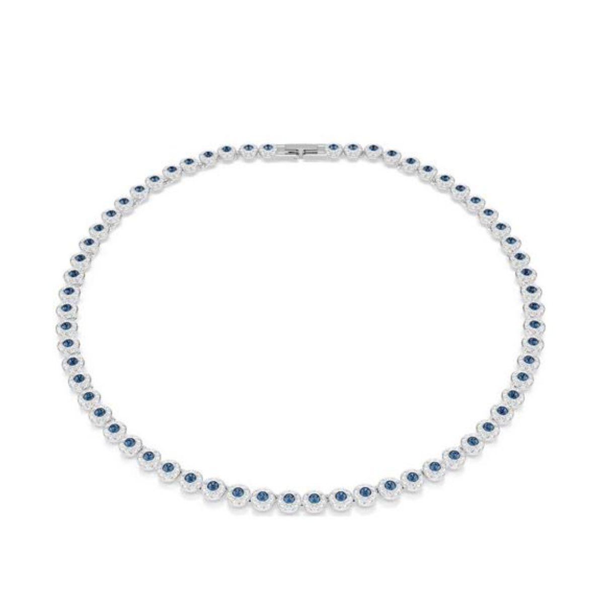 COLLAR SWAROVSKI UNA ANGELIC CON BAÑO DE RODIO Y CRISTALES BLANCOS Y AZULES 5733402