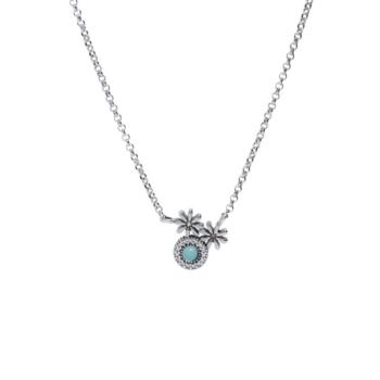 SUNFIELD OXTED SILVER NECKLACE WITH AQUAMARINE QUARTZ AND GREEN AND BROWN ZIRCONIAS CL065520