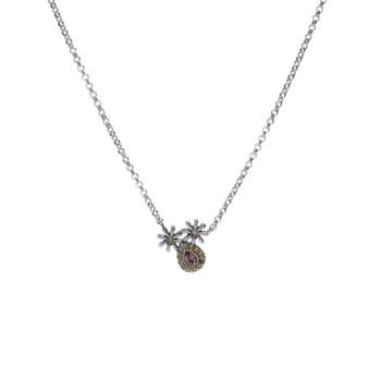 SUNFIELD OXITATED SILVER NECKLACE WITH GREEN AND BROWN ZIRCONIAS CL065521