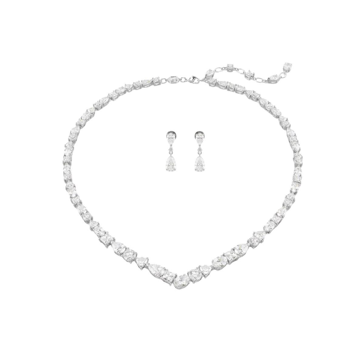 CONJUNTO SWAROVSKI MESMERA DE COLLAR Y PENDIENTES CON BAÑO DE RODIO Y CRISTALES 5674306