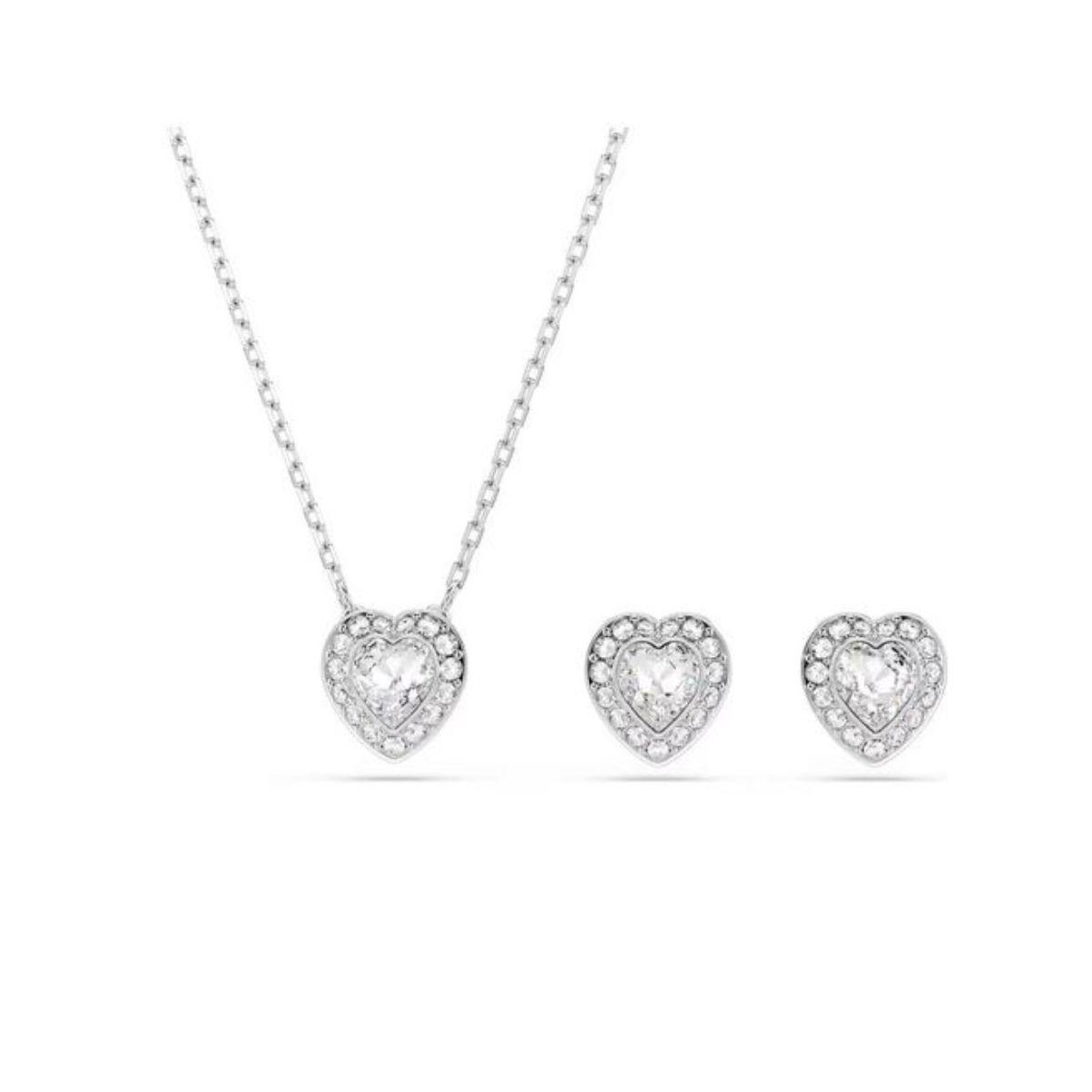 CONJUNTO SWAROVSKI ARIANA GRANDE DE COLLAR Y PENDIENTES CON FORMA DE CORAZON BAÑADOS EN RODIO Y CRISTALES 5720849