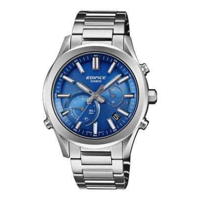 Reloj Casio Edifice EQB-1300D-2A de acero inoxidable con esfera azul y cronógrafo solar Bluetooth